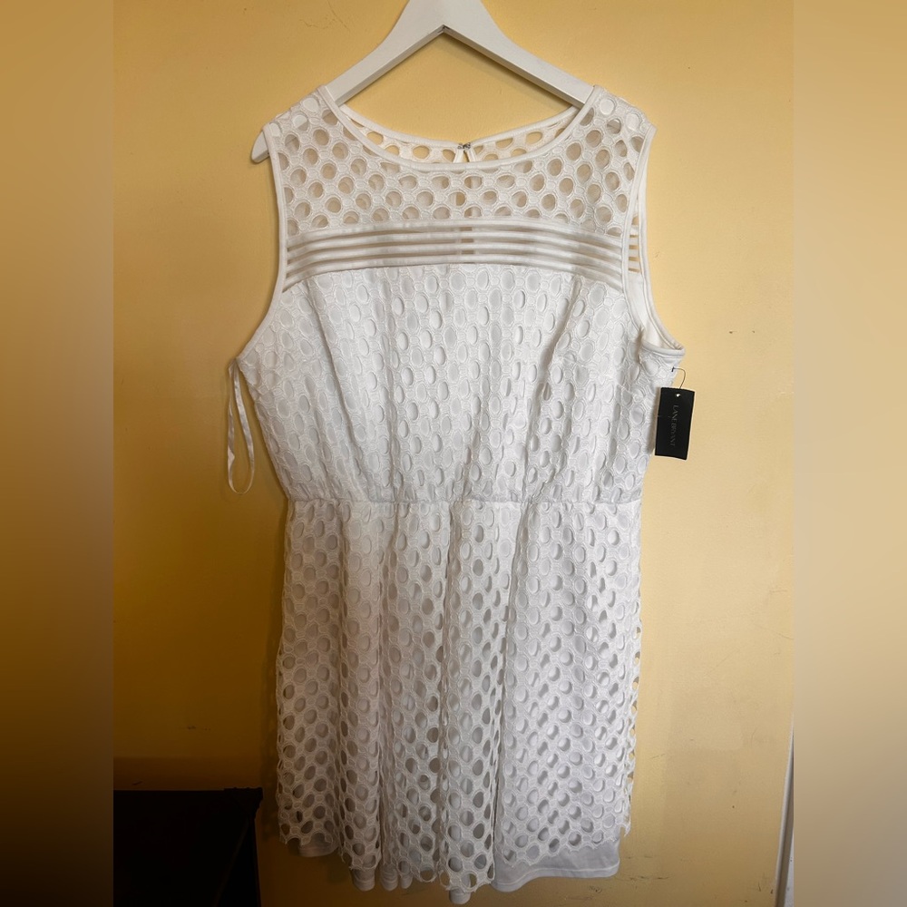 Lane Bryant White Textured Mini Dress